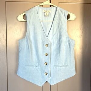 Blue linen vest